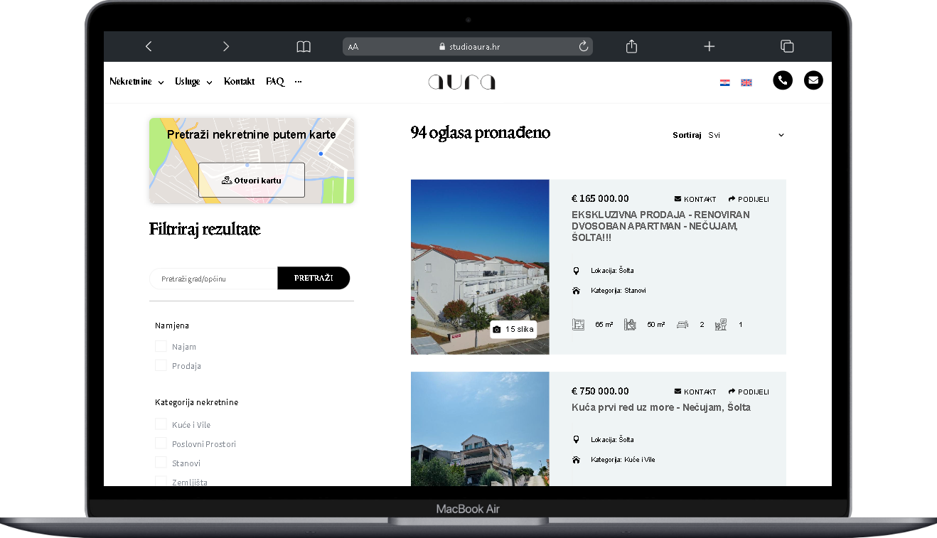 Izrada web stranica OmniLynx Digital, završeni projekt izrade web stranice za agenciju za nekretnine
