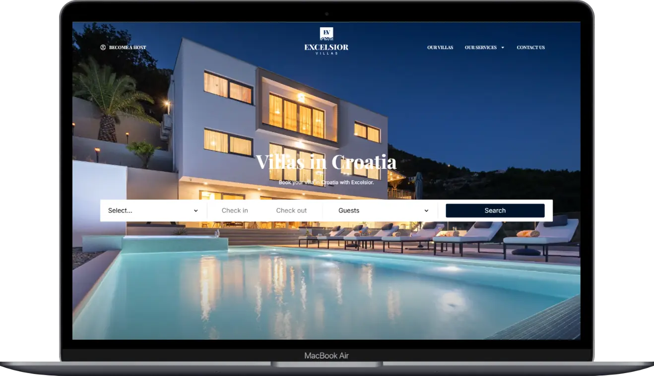 Izrada web stranica OmniLynx Digital, završeni projekt izrade web stranice za agenciju za najam vila